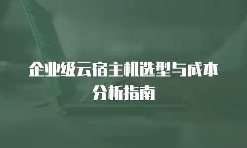 企业级云宿主机选型与成本分析指南