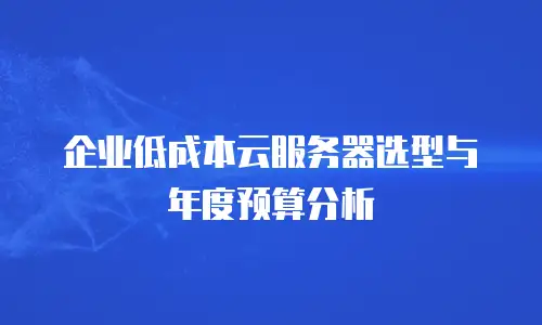 企业低成本云服务器选型与年度预算分析