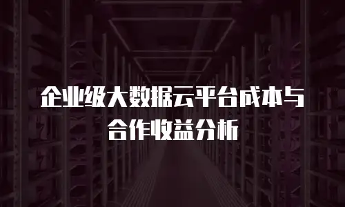 企业级大数据云平台成本与合作收益分析