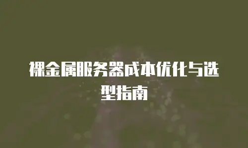 裸金属服务器成本优化与选型指南