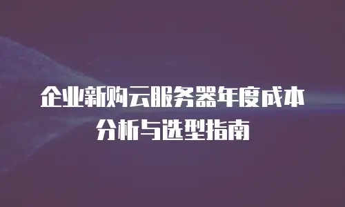 企业新购云服务器年度成本分析与选型指南