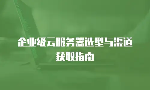 企业级云服务器选型与渠道获取指南