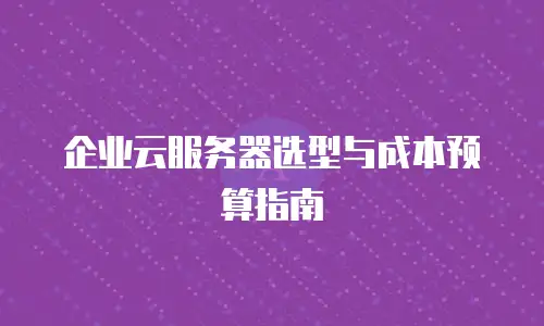 企业云服务器选型与成本预算指南