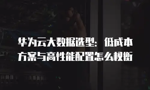 华为云大数据选型：低成本方案与高性能配置怎么权衡