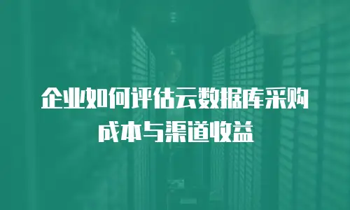 企业如何评估云数据库采购成本与渠道收益