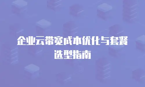 企业云带宽成本优化与套餐选型指南