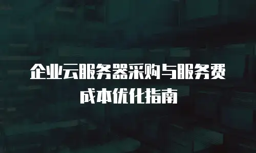 企业云服务器采购与服务费成本优化指南