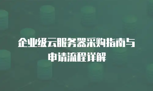 企业级云服务器采购指南与申请流程详解