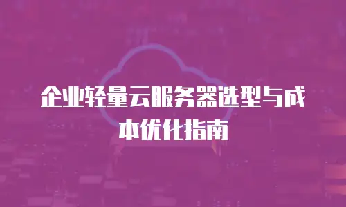 企业轻量云服务器选型与成本优化指南