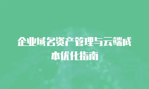 企业域名资产管理与云端成本优化指南