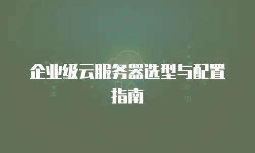 企业级云服务器选型与配置指南