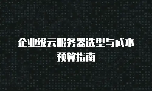 企业级云服务器选型与成本预算指南