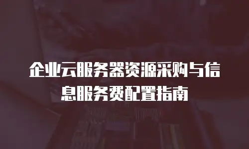 企业云服务器资源采购与信息服务费配置指南