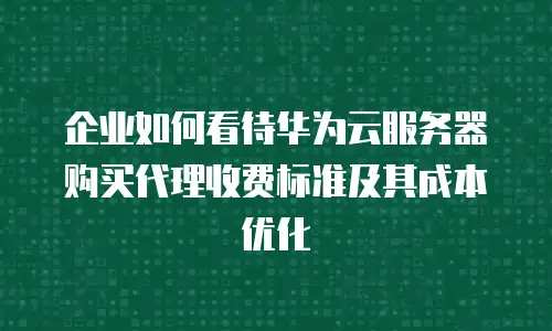 企业如何看待华为云服务器购买代理收费标准及其成本优化