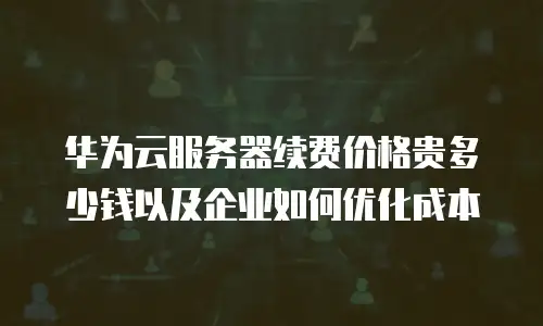 华为云服务器续费价格贵多少钱以及企业如何优化成本