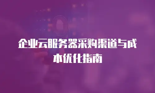 企业云服务器采购渠道与成本优化指南