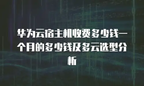 华为云宿主机收费多少钱一个月的多少钱及多云选型分析