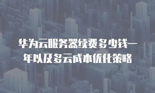 华为云服务器续费多少钱一年以及多云成本优化策略
