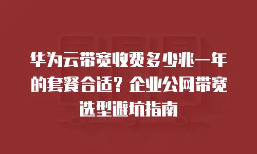 华为云带宽收费多少兆一年的套餐合适？企业公网带宽选型避坑指南