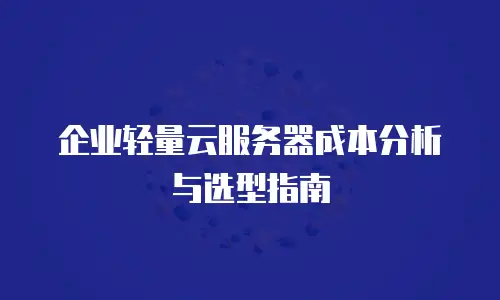 企业轻量云服务器成本分析与选型指南