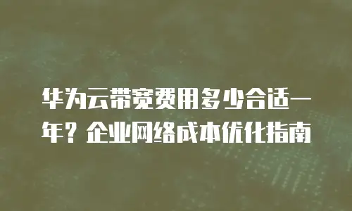 华为云带宽费用多少合适一年？企业网络成本优化指南