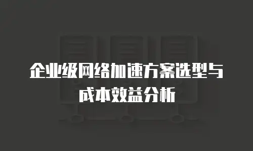 企业级网络加速方案选型与成本效益分析