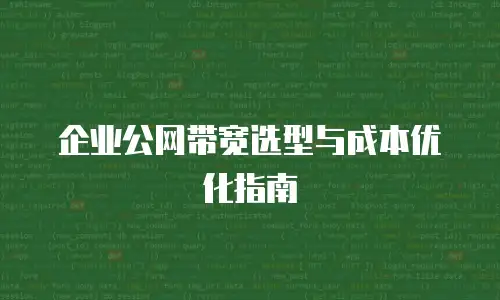 企业公网带宽选型与成本优化指南