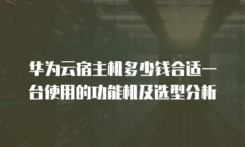 华为云宿主机多少钱合适一台使用的功能机及选型分析