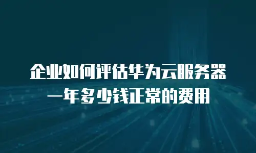 企业如何评估华为云服务器一年多少钱正常的费用