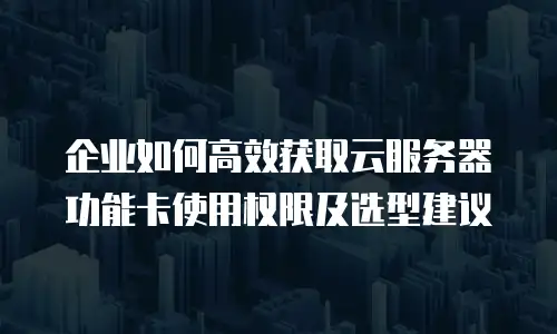 企业如何高效获取云服务器功能卡使用权限及选型建议