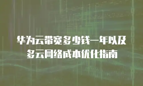 华为云带宽多少钱一年以及多云网络成本优化指南