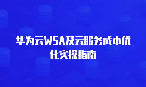华为云WSA及云服务成本优化实操指南