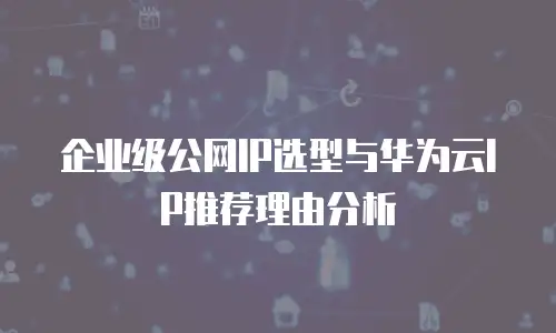 企业级公网IP选型与华为云IP推荐理由分析