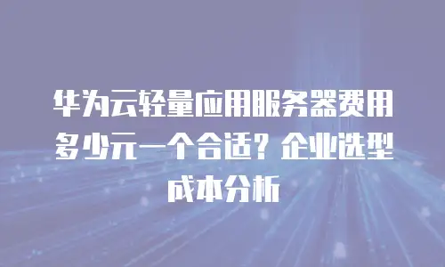 华为云轻量应用服务器费用多少元一个合适？企业选型成本分析