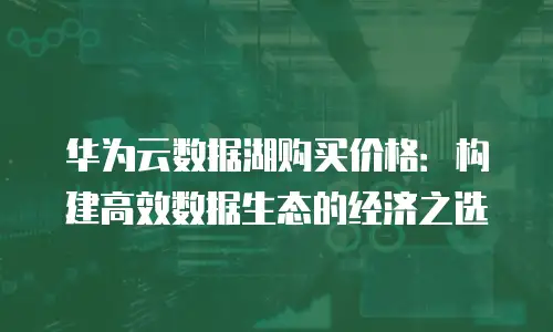 华为云数据湖购买价格：构建高效数据生态的经济之选
