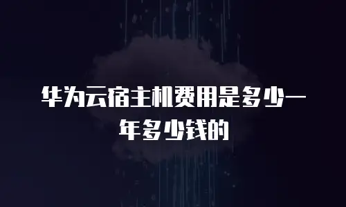 华为云宿主机费用是多少一年多少钱的