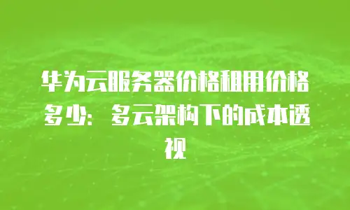 华为云服务器价格租用价格多少：多云架构下的成本透视