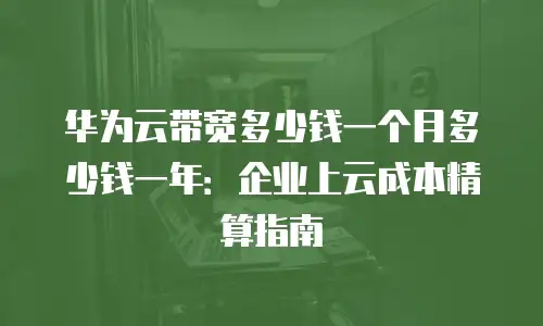 华为云带宽多少钱一个月多少钱一年：企业上云成本精算指南