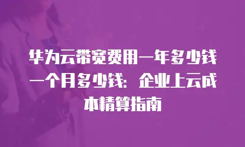 华为云带宽费用一年多少钱一个月多少钱：企业上云成本精算指南