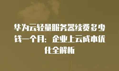 华为云轻量服务器续费多少钱一个月：企业上云成本优化全解析