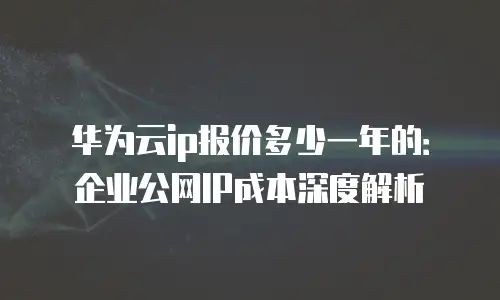 华为云ip报价多少一年的：企业公网IP成本深度解析