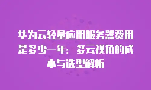 华为云轻量应用服务器费用是多少一年：多云视角的成本与选型解析
