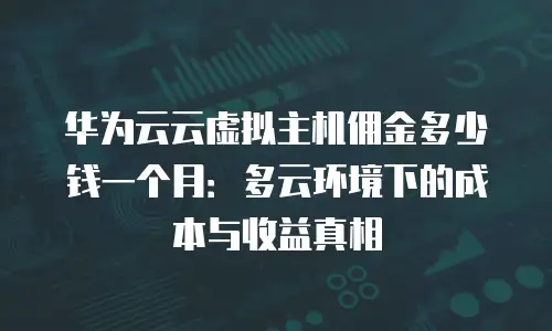华为云云虚拟主机佣金多少钱一个月：多云环境下的成本与收益真相