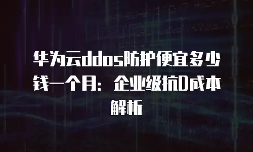 华为云ddos防护便宜多少钱一个月：企业级抗D成本解析