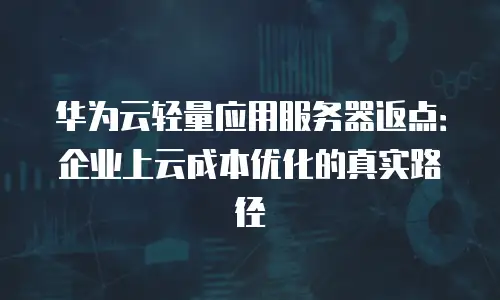 华为云轻量应用服务器返点：企业上云成本优化的真实路径