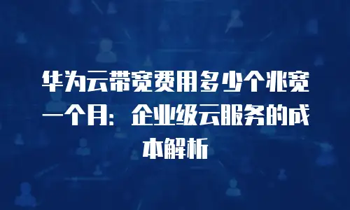 华为云带宽费用多少个兆宽一个月：企业级云服务的成本解析
