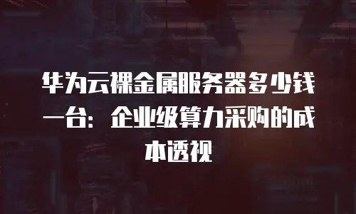 华为云裸金属服务器多少钱一台：企业级算力采购的成本透视