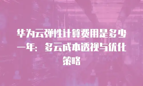 华为云弹性计算费用是多少一年：多云成本透视与优化策略