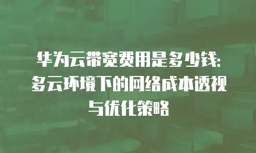 华为云带宽费用是多少钱：多云环境下的网络成本透视与优化策略