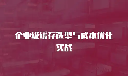 企业级缓存选型与成本优化实战